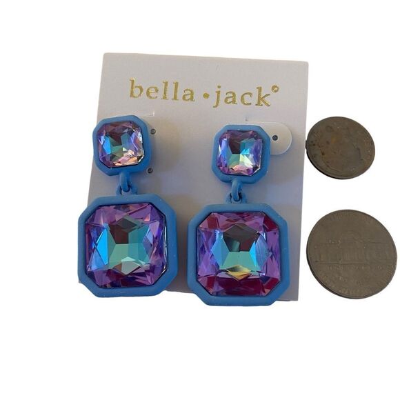 Bella•Jack Beautiful Faceted Iridescent Light Blue/Lavender Drop Earrings - Picture 7 of 7